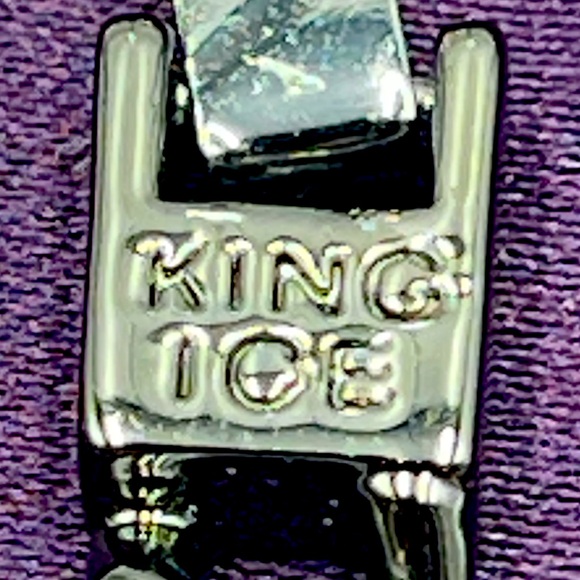 King Ice: Black Stainless Steel Link Wrap Bracelet with Fold Over Clasp Closure - Picture 10 of 14